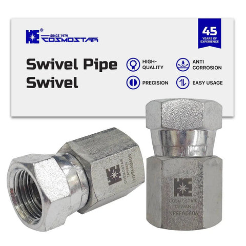 Three Eighths Inch NPTF Female To Three Eighths Inch NPSM Swivel Hydraulic Adapter For Pipe Fittings And High Pressure Hoses Built Tough From Carbon Steel With Rust Resistant Zinc Plating, swivel pipe fitting