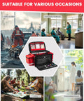 Collage showing EMT First Aid Bag For Pros, Water Resistant Medical Kit With 360 Degree Reflective Trim, used in various settings.