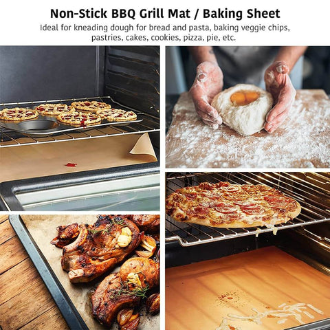 PTFE Teflon Sheet Nonstick Oven Liner Barbecue Grill Mat For Baking Roasting Reusable Washable 16x24 Inch 40x60cm 3 Pack