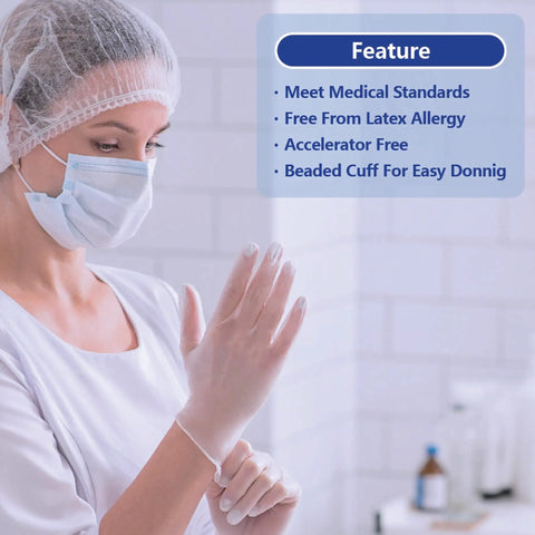 Vinyl Exam Gloves Pro Grade Latex Free Powder Free Clear Disposable Gloves Case Of 1000 Medium 3.5 Mil Medical Grade For Nursing Office Kitchen Pet Care Cleaning And Household Tasks