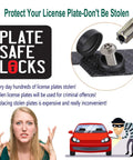 Anti Theft License Plate Frames With Carbon Fiber Look Aluminum Construction And Stainless Steel Anti Theft Screws For Front And Rear US Cars Protect Your Tags From Thieves And Weather While Keeping Your Car Clean product information graphic