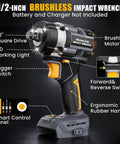 Half Inch Cordless Impact Wrench Compatible With DeWalt 20V Max Batteries High Torque For Heavy Duty Jobs, ergonomic handle