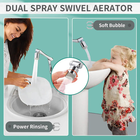 Big Time Game Changer 1080 Degree Rotating Faucet Extender With Dual Spout Extension And No Hassle Swivel Aerators For Kitchen And Bathroom Sink Effortless Washing Spray Tool