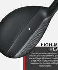 Close-up of Gold Tour Precision Hybrid Golf Club For Men Right Hand Five With Ultimate Forgiveness clubhead showing high-MOI design