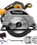 7 Inch Cordless Circular Saw Tool Only Compatible With 20V Batteries, featuring a brushless motor and multiple saw blades.
