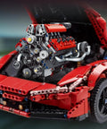 V8 Engine Model Kit With 8 Cylinder Visible Engine, LED Lights, Motor, And App Control in red car model hood