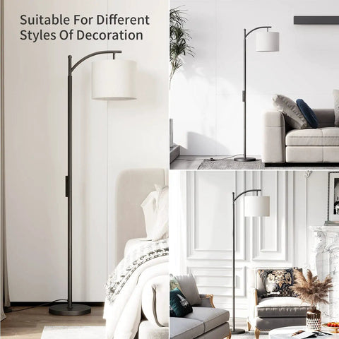 Arc Floor Lamp With Remote And Stepless Dimming Dope Modern Metal Standing Lamp With Hanging Lampshade for any room decor.