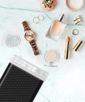 5x10 Inch Black Bubble Mailers Self Sealing Padded Envelopes, 100 Pack, with cosmetics and jewelry for small packages