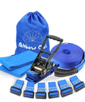 Ninja Warrior Obstacle Course For Kids Outdoor Slackline Set With 50 Foot Line 12 Buckle Loops And 12 Ninja Attachments