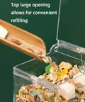 Top Rated Two Piece Automatic Hamster Feeder With Sturdy Wall Mount Brackets And Wide Mouth Design Fits Standard Avian Cages Effortlessly Keeps Your Pocket Sized Fluff Balls Well Fed On Auto Pilot with large opening for easy refilling.