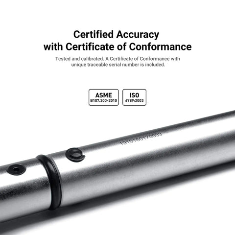 Industrial Three Eighth Inch Drive Torque Wrench With 15 To 75 Ft Pound Range Dual Scale Readouts Matte Chrome Finish close-up