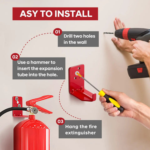 Installation process for Heavy Duty Fire Extinguisher Mount 2 Pack Beefy Universal Bracket For 5 To 40 Lb Extinguishers Wall Mount Hanger For Garage Cabinet Steel Anti Rust Coated Holder