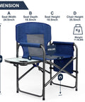 Heavy Duty Directors Chair With Side Table For Outdoors Built Tough Camping Chair For Adults 450 Pound Capacity 24.5 Inch Wide Seat