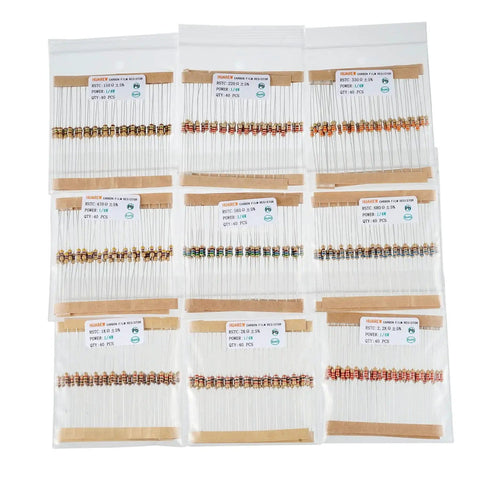 Massive 1000 Pack 25 Value Carbon Film Resistors Kit From 1 Ohm To 1 Meg Ohm One Quarter Watt Five Percent For DIY Projects and Experiments