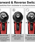 Forward and reverse switch for Killer 3.6V Cordless Electric Screwdriver Kit with mini drill bits, showing direction change.