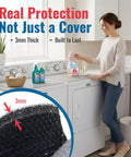 CSKY washer/dryer top cover mat for top-load machines, light gray fabric, 25.5 x 17.5 in, 3mm thick, non-slip base