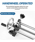 Manual Force Test Stand With Horizontal Spiral Stroke 220mm And 500N Capacity Handwheel Controlled Dialed In Spiral Mechanism For Precise Tension And Pull Testing Compact 9Lb Steel Frame With Preinstalled Fixed Clamp Includes HJJ001 APW Clamp, 220mm stroke, steel frame