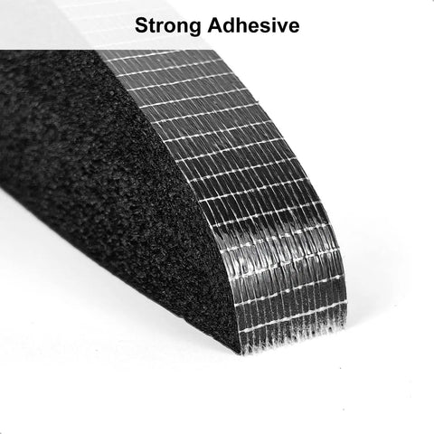 Self Adhesive Door Weather Stripping Foam Tape 1x1 Inch, 6.5 Feet Long, Draft Stopper No Brainer That Blocks Cold Air, Noise Proof, Dust Proof, Heat Insulation, NBR High Density Seal For Doors And Windows, close-up of adhesive backing