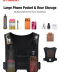 No Bounce Hydration Vest Pack For Men And Women With 500ml Soft Flask, 6 Secure Pockets, Phone Pocket Fits iPhone Pro Max, Water Resistant