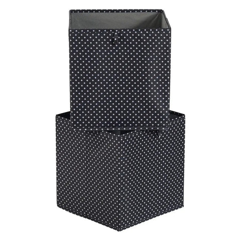 Collapsible Cube Organizer Bins For Shelves Pack Of 6 Black With White Plus Signs 13x15x13 Inches Durable Foldable Storage Baskets