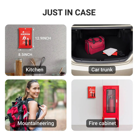 Heavy Duty Fire Safety Blanket That Stands Up To 1076 Fahrenheit, 580 Celsius in kitchen, car trunk, mountaineering, fire cabinet