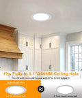 Kitchen with 12 Pack 8 Inch LED Recessed Downlights With Junction Box Ultra Thin Design, Dimmable Canless Fixture installed
