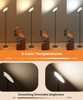 Game-Changing LED Floor Lamp With Remote Control showcasing 2700K to 6500K dimmable light temperatures in living room.