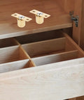 Pure Copper Door Ball Catch 16.5mm Pack Of 10 for cabinets and closets, shown installed in wooden furniture, with easy install design