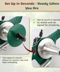 Close-up of Compact Electric Cable Puller with tapered capstan for quick rope unloading and setup, showcasing lightweight design.