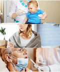 Five Piece General Use Temperature Testing Tools With Dual Scale Fahrenheit And Celsius For Accurate Readings For Adults And Kids Underarm And Oral Use Easy To Read For Everyday Health Checks glass thermometer in use with baby, adult, and senior