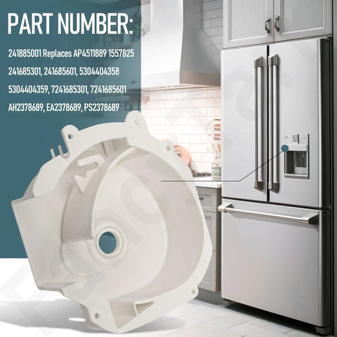 Smooth Sailin Fridge Ice Crusher Housing Replacement Part White polymer housing for ice crusher, fits Frigidaire, Electrolux, Kenmore.