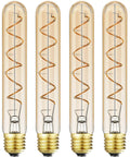 Cozy Amber Glow T10 LED Filament Bulbs 2200K Warm White 7.3 Inch Long Tubular E26 Base 40W Equivalent Pack Of 4
