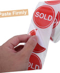 Red Round Self Adhesive Sold Stickers Two Inch Paper Labels For Retail Store And Warehouse Inventory Control Pricing Supplies 500 Pack With Strong Adhesion And Uniform Appearance For Clear Tagging And Easy Price Updates; hand peeling label