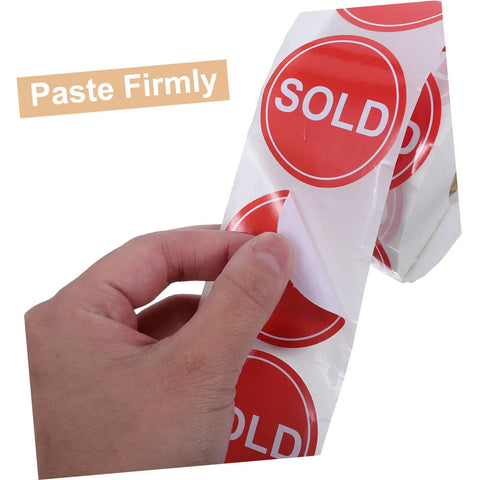 Red Round Self Adhesive Sold Stickers Two Inch Paper Labels For Retail Store And Warehouse Inventory Control Pricing Supplies 500 Pack With Strong Adhesion And Uniform Appearance For Clear Tagging And Easy Price Updates; hand peeling label