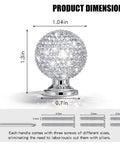 Product dimensions of Six Pack White Sphere Drawer Knobs Featuring Dazzling Glass Rhinestones And A Sleek Premium Silver Finish.
