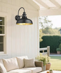 Old School Vintage Black Farmhouse Wall Light Sconce With E26 Socket Outdoor Wall Mount on porch wall, daytime view