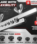Flexzion brake line flaring tool kit with five tube-size adapters and storage case
