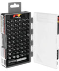 Badass SeventyFivePiece Specialty Bit Driver Set Packed With HeavyDuty Fastener Bits in clear storage case.