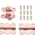 Rose Gold Hasp Lock Set Three Pcs For Jewelry Boxes And Chests Wooden Box Buckle Latch Hinges Metal with Gold Screws