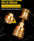 Heavy Duty Forklift Propane Adapter Swaps 1-1/4 Inch Female To 1-5/16 Inch Male Acme Fitment, solid brass construction.