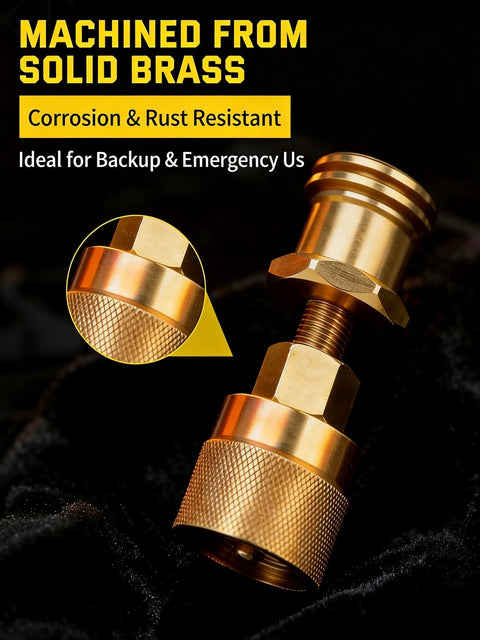 Heavy Duty Forklift Propane Adapter Swaps 1-1/4 Inch Female To 1-5/16 Inch Male Acme Fitment, solid brass construction.