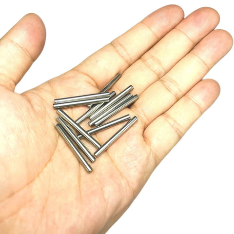 12 Pack 3mm By 30mm Dowel Pins M3 Metal Shelf Pegs For Woodworking And Furniture Stainless Steel 304 Ground To Precision Tolerance 0.0001 To 0.0005 Inch Built Tough For Shelves Bunk Beds And DIY Projects held in hand