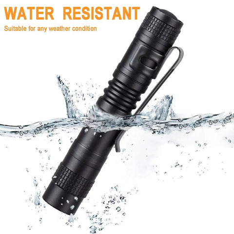10 Pack Dope Mini Pocket Flashlights with Clip Penlight Style Tactical Beams shown under water highlighting water resistance