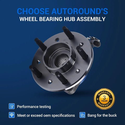 Front Wheel Hub Bearing Assembly Two Pack Fits Chevy Malibu 97-03 Pontiac Grand Am Oldsmobile Alero Cutlass 97-04 513137 With 5 Lug ABS Front Wheel Drive, showing hub with 5 lugs and ABS. Performance tested, OEM specification.
