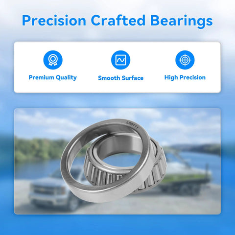 4 Sets 1.98 Inch Trailer Axle Hub Bearing Kit For 3500 Lb Trailers With L68149 L44649 Bearings in focus with text overlay