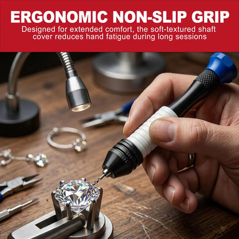 Dead On Precision Pin Vise Hand Drill Kit Featuring Ridiculously Sharp Micro Drill Bits And 1mm Mini Set in use for jewelry making.