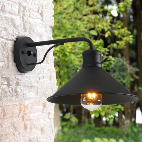 Dope 12 Inch Exterior Barn Style Porch Light Set Of 3 Dusk To Dawn Black Farmhouse Outdoor Wall Lanterns on brick wall
