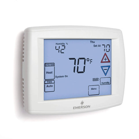 Ultra Easy Read Touchscreen 7 Day Programmable Thermostat with 12 Inch Display showing 70°F and system settings