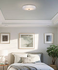 Maxine 15 Inch Sleek Modern Integrated LED Crystalline Flush Mount Ceiling Light 25W 3000K Warm White in bedroom setting