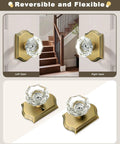 Octagonal Diamond Crystal Doorknob in Antique Brass Finish shown with reversible heavy duty zinc rosette plate